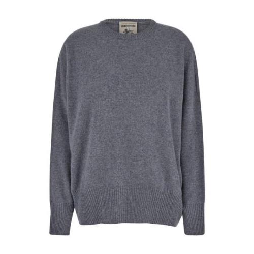 Semicouture Grå Crewneck Ull Cashmere Tröja Gray, Dam