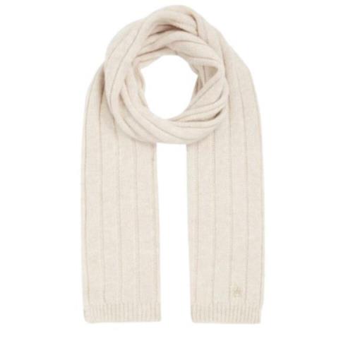 Tommy Hilfiger Mjukt Cashmere Creme Stickad Halsduk Beige, Dam