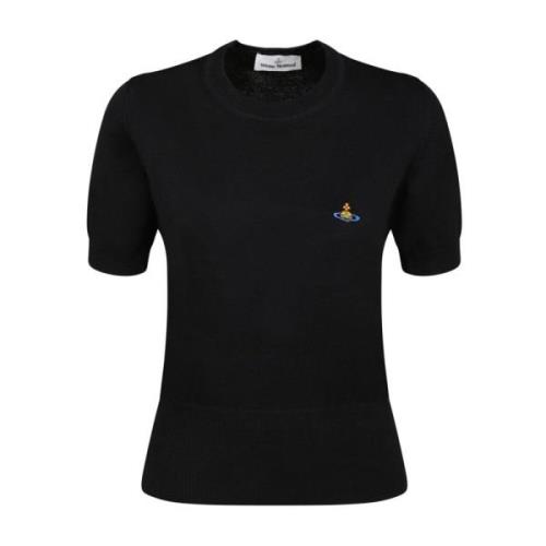 Vivienne Westwood Svart Kortärmad Ribbad Topp Black, Dam