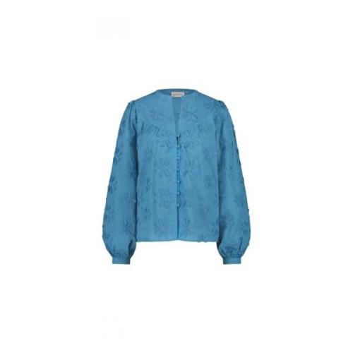 Fabienne Chapot Broderad Blus Blue, Dam