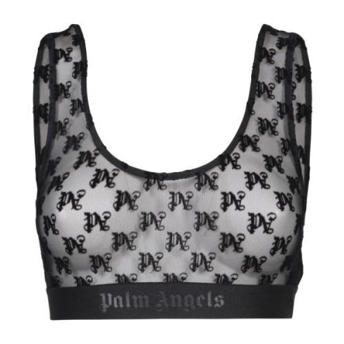 Palm Angels Svart Spets Bh Topwear Black, Dam