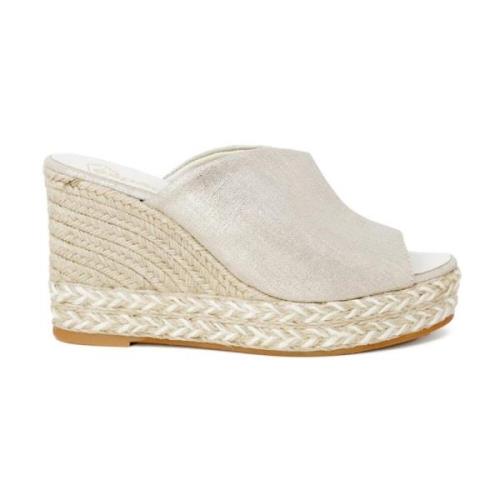 Espadrilles Guld Blockklack Kilklackar Yellow, Dam