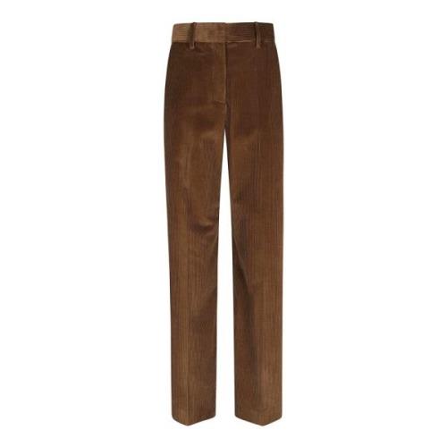 Max Mara Weekend Randig Sammet Bred Ben Byxor Brown, Dam