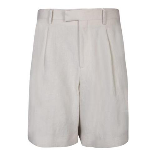 Lardini Beige Linne Plisserade Shorts Beige, Herr