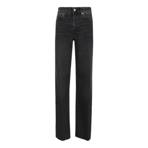 7 For All Mankind Svarta Flare Jeans Hög Midja Black, Dam