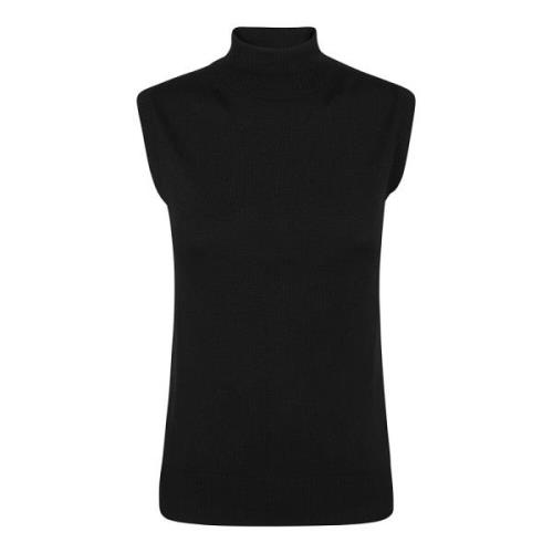 Max Mara Ull Ärmlös Turtleneck Tröja Black, Dam