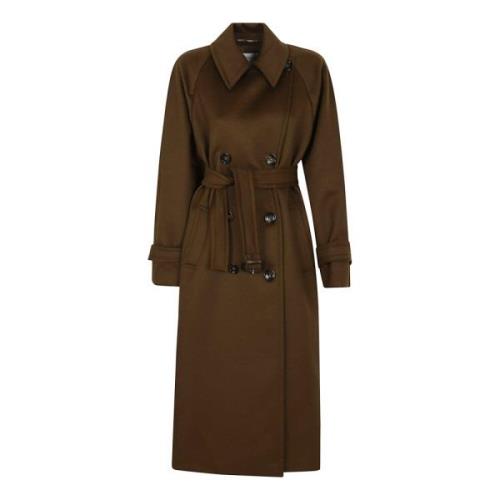 Max Mara Brun Ull Trench Coat Capes Aw24 Brown, Dam