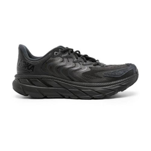 Hoka One One Svarta Lädersneakers med Meshpaneler Black, Herr