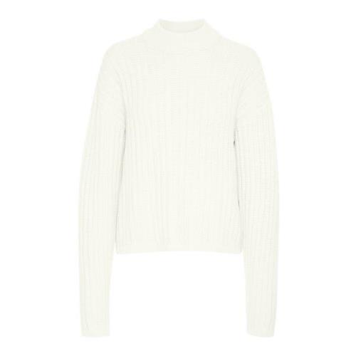 Kaffe Mysig Stickad Tröja Kabess Pullover Krita White, Dam