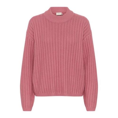 Kaffe Rose Stickad Tröja Kabess Pullover Pink, Dam