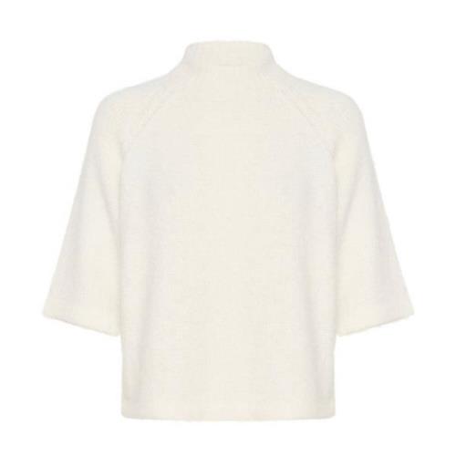 Kaffe Stickad Pullover Tröja Krita White, Dam