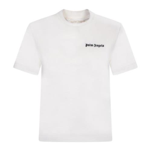 Palm Angels Elegant Vit T-shirt med Logotyp White, Dam