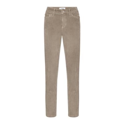 Cambio Räfflad Sammet Cropped Byxor Beige, Dam