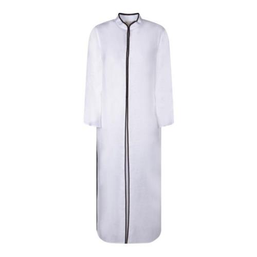 Tory Burch Vit Linne Kaftan Klänning White, Dam