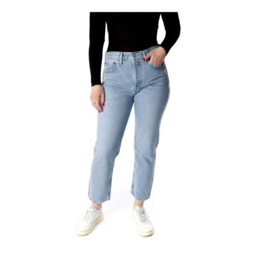 Agolde Cropped Straight Fit Jeans Blue, Dam