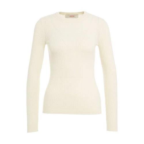 Jucca Italiensk Stickad Crew Neck Sweatshirt White, Dam