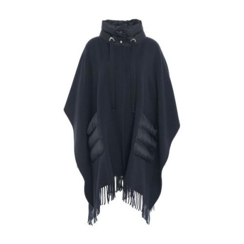 Herno Fringed duncape med hög krage Blue, Dam