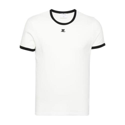 Courrèges Vit Bomull Jersey T-shirt med Logo White, Herr