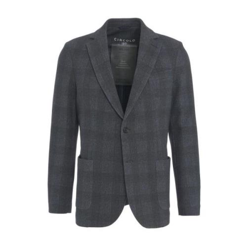 Circolo 1901 Glen Check Blazer med Bröstficka Blue, Herr