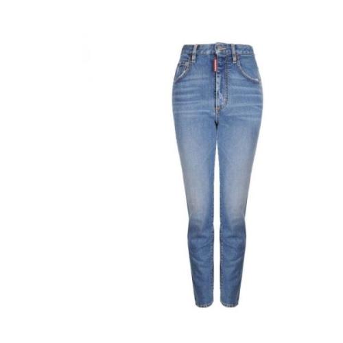 Dsquared2 Hög midja Straight Leg Jeans Blue, Dam