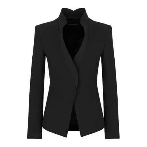 Emporio Armani Svart Cady Crepe Blazer Black, Dam