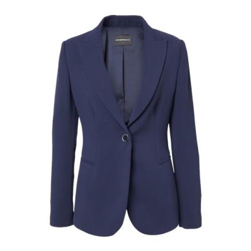 Emporio Armani Blå Blazer Jacka Spetsig Revers Blue, Dam