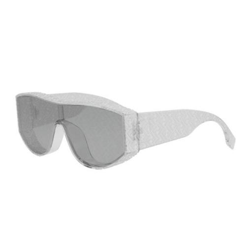 Fendi Glamour Mask Solglasögon med Silver Spegelglas White, Unisex