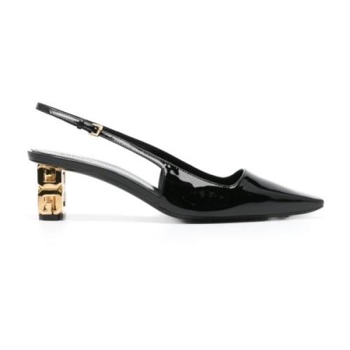 Givenchy Svart Patent Slingback Skulpterad Klack Black, Dam