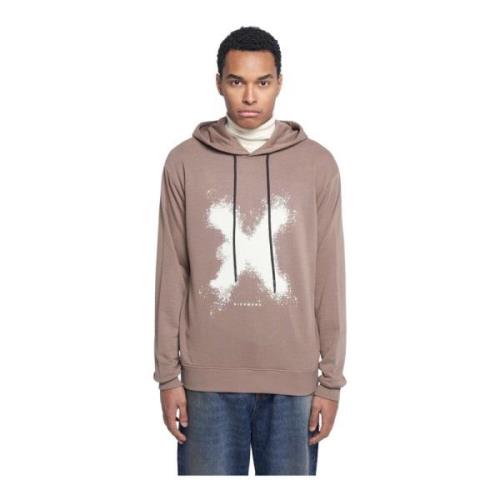 John Richmond Hoodie med justerbar dragsko och logotyp Beige, Herr