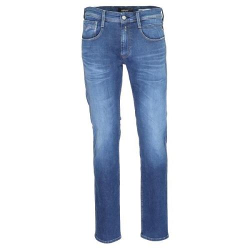 Replay Blå Plain Herr Jeans Dragkedja Knapp Blue, Herr