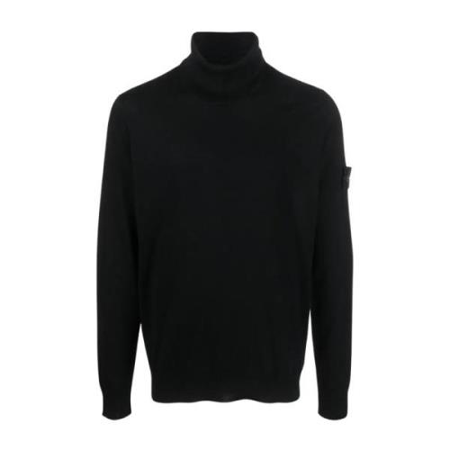 Stone Island Svart Turtlenecktröja - Håll dig varm och stilfull Black,...