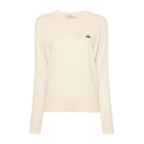 Vivienne Westwood Rästickad Crew Neck Sweater Beige, Dam