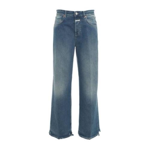 Closed Frayed Hem Wide Jeans Blue, Dam