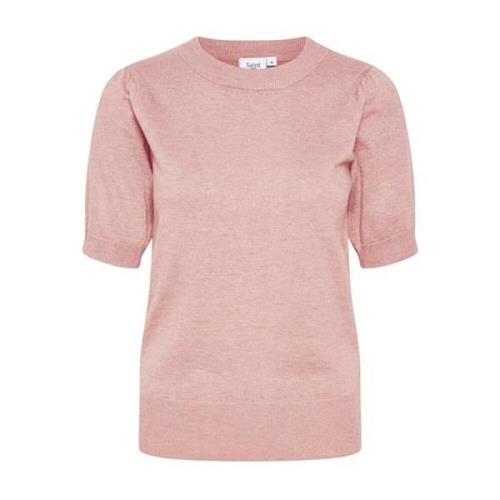 Saint Tropez MilaSZ SS Pullover Stickad Ash Rose Pink, Dam