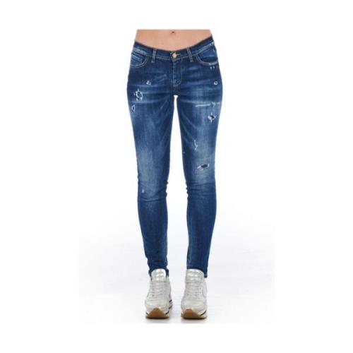 Frankie Morello Chic Tvättad Skinny Denim Jeans Blue, Dam