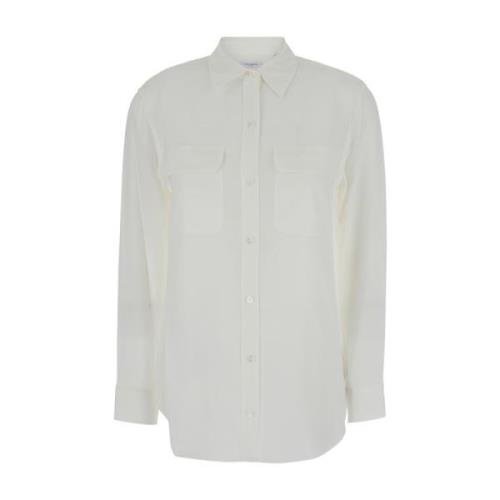 Equipment Silke Vit Skjorta Slim Fit White, Dam