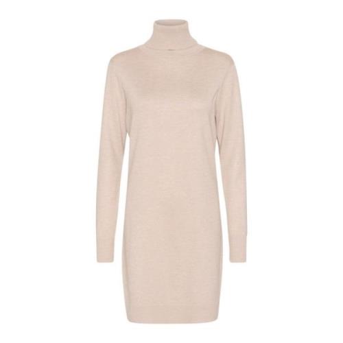 Saint Tropez Grå Rollneck Klänning Melange Stil Beige, Dam