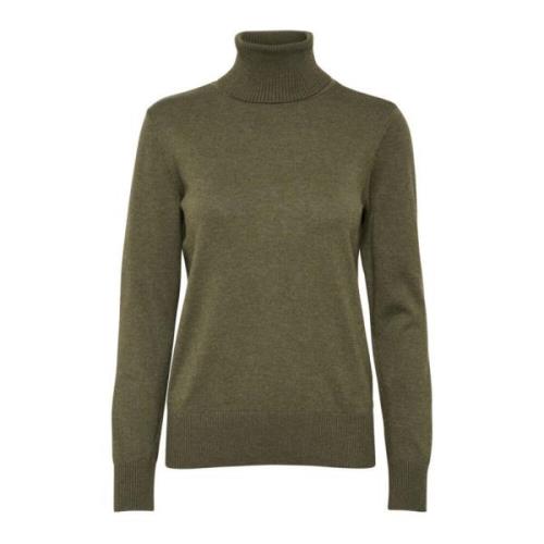 Saint Tropez Army Green Melange Rollneck Sweater Green, Dam