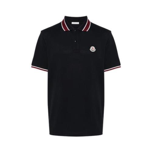 Moncler Blå Polo Skjorta med Logo Patch Blue, Herr