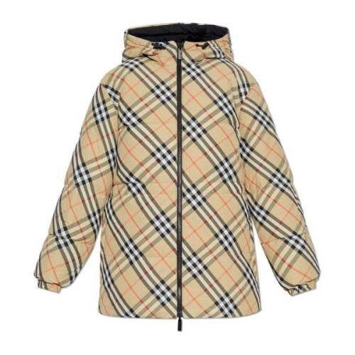 Burberry Vändbar jacka med rutmönster Beige, Dam