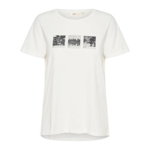 Cream Grafiskt Tryck T-shirt Cambodia Pictures White White, Dam