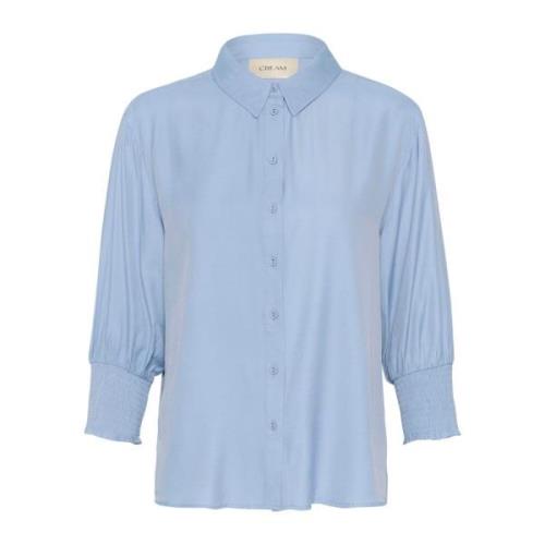 Cream Rain Washed Skjortblus 10606063 Blue, Dam