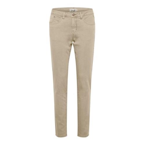 Cream Plain Twill - Coco Fit Jeans Beige, Dam