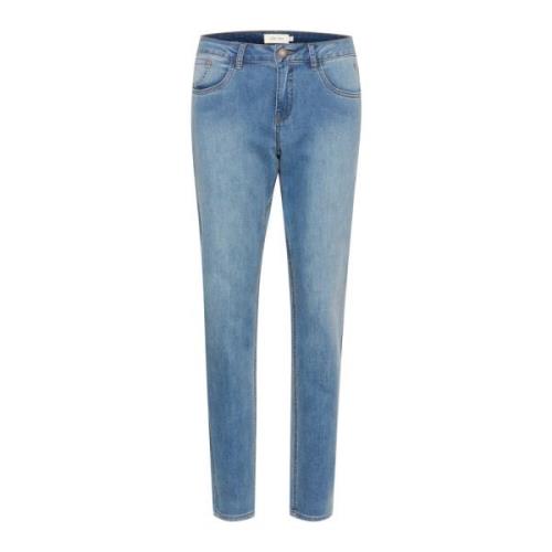 Cream Blå Denim Straight Leg Jeans Blue, Dam