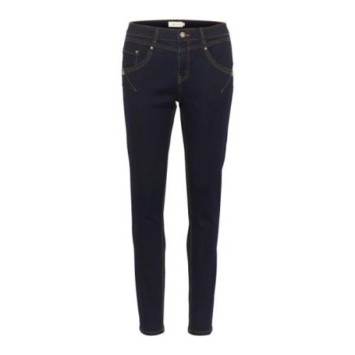 Cream Slim-leg Dark Blue Denim Jeans Blue, Dam