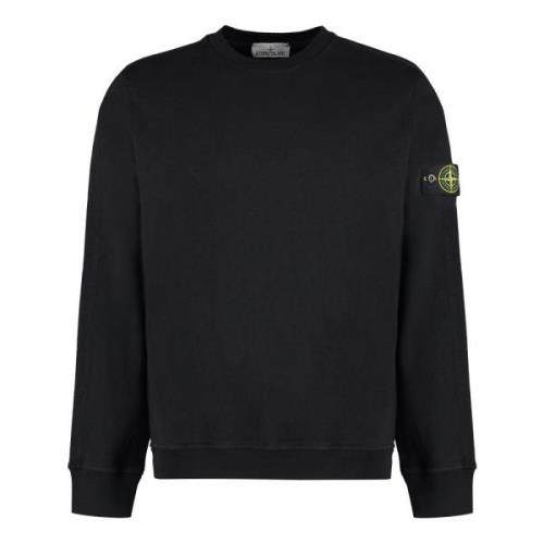 Stone Island Bomull Crew-Neck Sweatshirt med Avtagbar Logotyp Patch Bl...