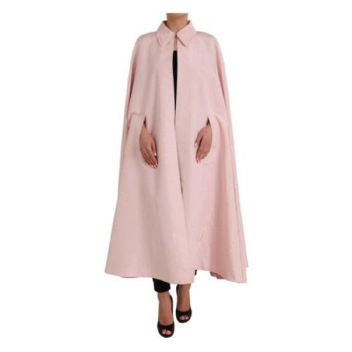 Dolce & Gabbana Rosa Silke Maxi Cape Jacka Pink, Dam