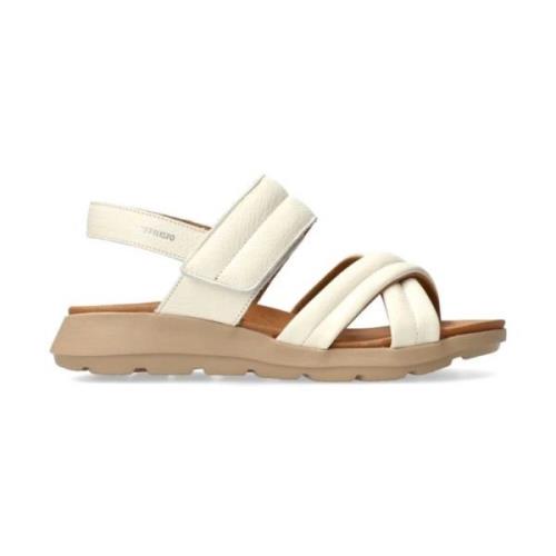 Mephisto Sportig Vit Sandal - Velcro Stängning Beige, Dam