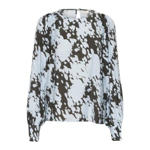 Kaffe Grafisk Moln Feminin Blus Top Blue, Dam