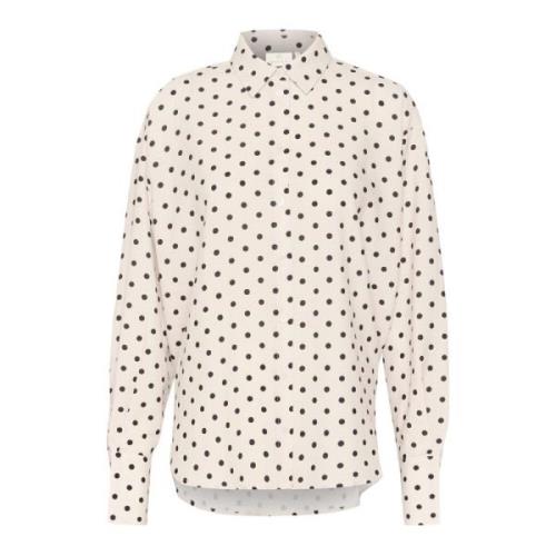 Kaffe Polka Dot Feminine Shirt Blouse White, Dam